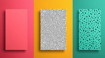 Poster - Colorful abstract geometric patterns on vibrant backgrounds create lively visual appeal. combination of pink, yellow, and teal enhances artistic expression