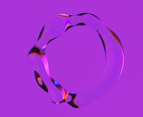 Wall Mural - abstract futuritstic 3d illustration of a glitched glass ring with light refraction effect.