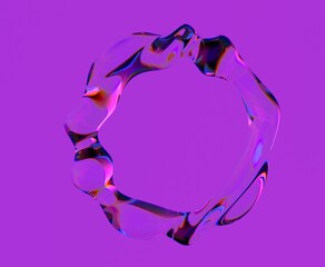 Wall Mural - abstract futuritstic 3d illustration of a glitched glass ring with light refraction effect.