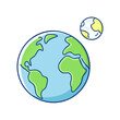 © Waliul - earth and moon vector icon, earth day vector illustration - simple illustration of earth and moon perfect for logos, and earth day-themed designs.