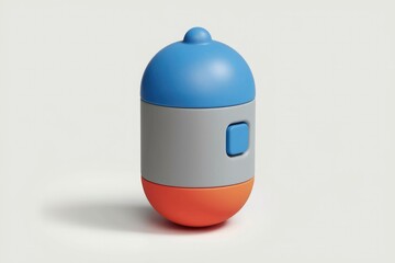 Fototapete - A three-layered capsule-shaped object with a button, possibly a toy or dispenser.