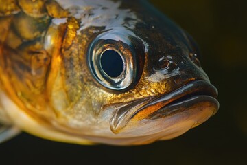 Wall Mural - Close-up of a fish's face with a blurred background, ideal for use in educational or scientific contexts