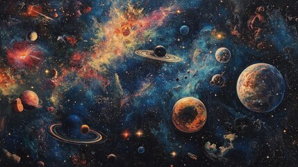 Wall Mural - Celestial Tapestry: A Cosmic Symphony of Color and Light