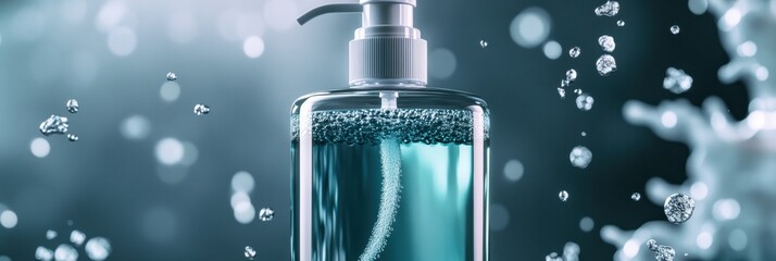 Aufkleber - Droplets of sanitizer actively eliminating bacteria in a clean environment to promote health and hygiene. Generative AI