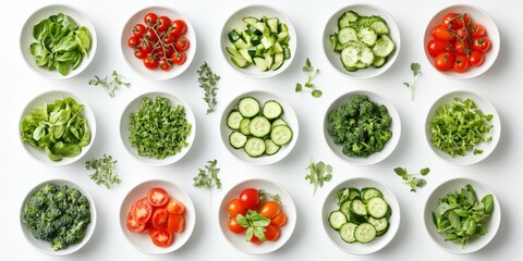 Wall Mural - Assorted fresh vegetables in bowls.