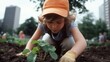 © MAVIS - Child Gardening in Urban Community Garden with Green Sprouts