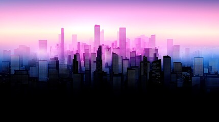 Wall Mural - Mesmerizing Aerial View of a Futuristic Cityscape Bathed in Soft Pastel Colors with Skyscrapers Against a Dreamy Gradient Background