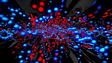 Aufkleber - Colorful abstract animation with vibrant blue and red spheres flowing through a dark space