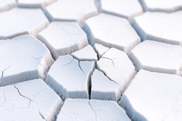 Wall Mural - A simple line art depiction of the salt flats hexagonal patterns, with clean lines and soft gradients in white and blue