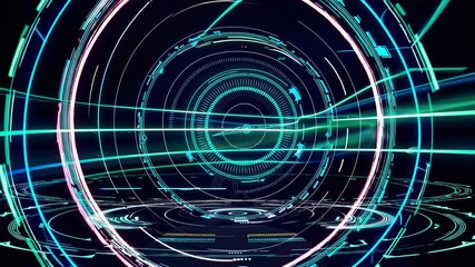 Leinwandbilder - Exploring a dynamic digital landscape with vibrant lines and patterns in a futuristic environment