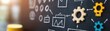 © JAKE STUDIO - A close-up of a chalkboard with diagrams and gears, symbolizing planning, strategy, and project management in a creative workspace.