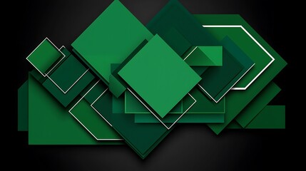 Wall Mural - Dynamic High-Tech Abstract Background with Layered Green Shapes and Geometric Elements for Modern Visuals and Creative Projects