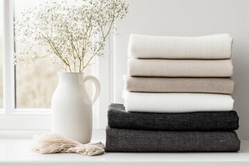Leinwandbilder - A minimalist depiction of a fabric swatch book, showing clean blocks of neutral colors and simple patterns