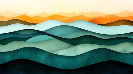 Wall Mural - Translucent Layers of Colorful Waves with Soft Light Filtering Through in an Artistic Abstract Background Design for Modern Decor