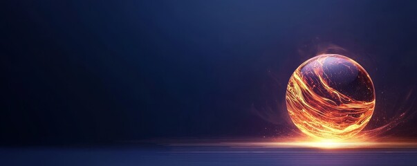 Poster - A luminous, fiery orb glides across a dark background, creating a sense of motion and energy.