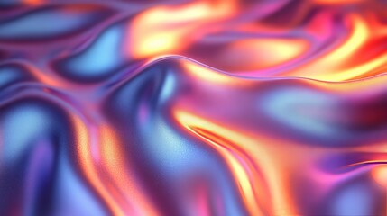 Wall Mural - vibrant holographic surface shimmering with iridescent waves, reflecting multicolored light patterns