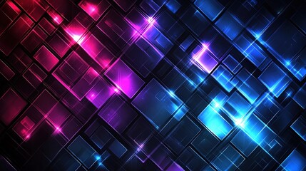 Wall Mural - shimmering glowing diagonal grid pattern in electric colors on black background