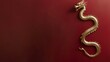 © dee-nesia - single gold Chinese dragon silhouette on a muted red backdrop with plenty of copy space, Chinese New Year background