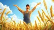 © MayIndarwati - A Joyful Farmer in a Golden Wheat Field