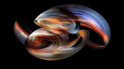 Wall Mural - digital art of swirling patterns, vibrant tones, creative flow, abstract energy, modern design, dynamic shapes, isolated on black, bold and captivating