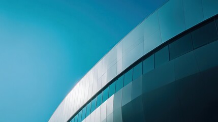 Wall Mural - Modern Building with a Curved Facade and Blue Sky