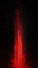 Wall Mural - Red laser beams and particles exploding on a black background creating a futuristic and technological atmosphere