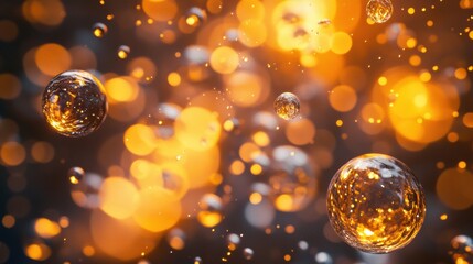 Aufkleber - Viruses suspended in tiny droplets of water exhibit intricate movement and coloration for a vivid scientific study. Generative AI