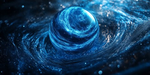 Wall Mural - glitter liquid creates a mesmerizing effect with shimmering grains, while the blue color glows withi