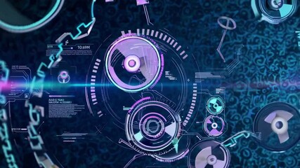 Poster - Exploring futuristic technology with intricate gears and vibrant digital displays in a tech-inspired environment