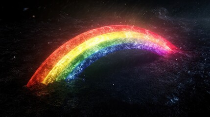 Wall Mural - enchanted rainbow arcing across a dark celestial landscape: a mystical digital art