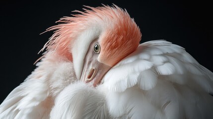 Wall Mural - Close-up Portrait of a Pink-Headed Pelican Resting