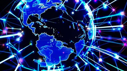 Aufkleber - Glowing globe showcasing interconnectedness of digital networks in a vibrant virtual world