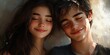 © Nijat - Portrait of a charming girl and guy, showcasing their joyful expressions and warm connection in this captivating portrait, highlighting the delightful features of both the girl and guy.