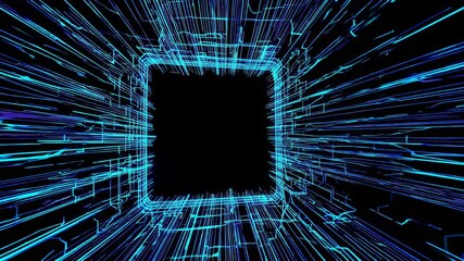 Leinwandbilder - Dynamic blue digital tunnel showcasing data flow and technology concepts