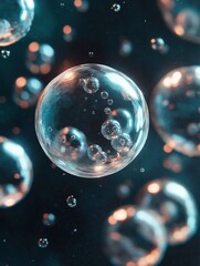 Aufkleber - Viruses suspended in microscopic water droplets showcasing their unique structure and behavior in a scientific setting. Generative AI