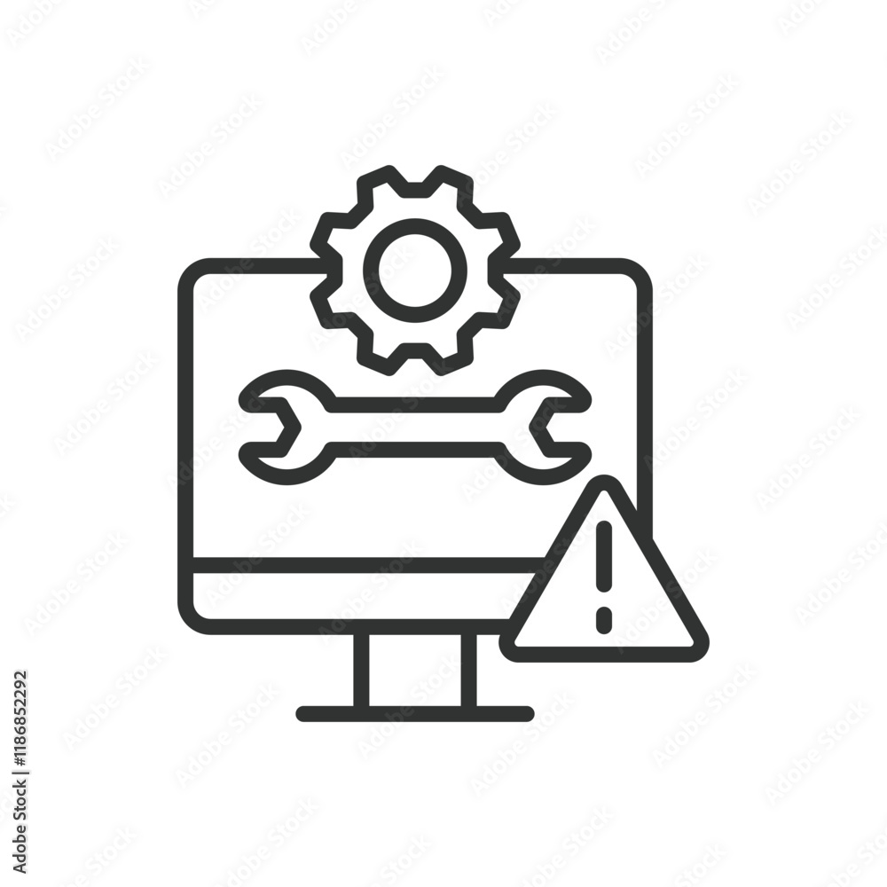 Printer Problem Solution Icon Troubleshooting icon in line design. Troubleshooting, problem, solution ...