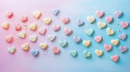 Sticker - Pastel Heart Shaped Chocolates On A Colorful Background