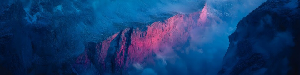 Fototapete - Aerial panorama of Reinebringens cliffs illuminated by the first light of dawn, with colorful clouds and serene fjords adding contrast, in 4K resolution