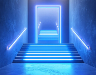 Canvas Print - Neon Stairway to Door