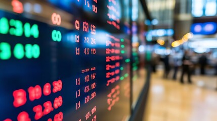 Poster - Electronic Stock Market Ticker Displaying Digital Numbers : Generative AI