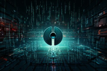 Wall Mural - quantum processor managing data flow in digital cyberspace, advanced technology and innovation conce