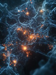 Aufkleber - Detailed 3D visualization showing a virus structure with capsid, spikes, and glowing RNA strands. Generative AI