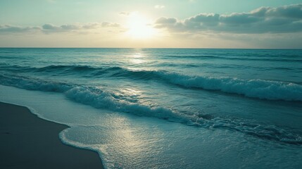 Canvas Print - Peaceful Beach Sunset with Tranquil Waves