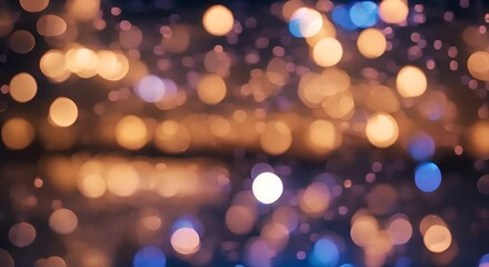 Wall Mural - Vivid blue bokeh lights scattered across a dark mysterious background 4K