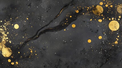 Wall Mural - Dark Marble Background with Delicate Gold Accents in High Resolution