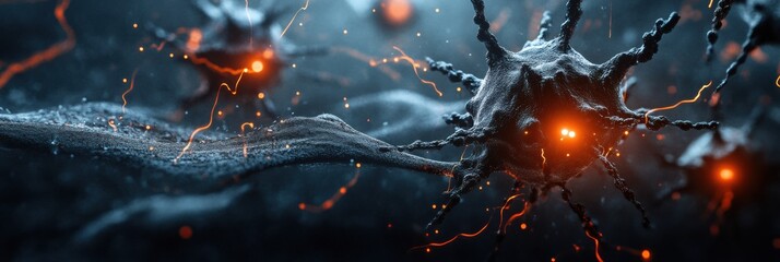 Poster - Detailed 3D visualization of a virus structure showcasing capsid spikes glowing RNA strands and intricate molecular features. Generative AI