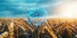 © Pixelbiz - AI trend 2025 business concept. A golden wheat field under a bright sky, with a digital overlay displaying '2025,' symbolizing future agricultural technology.