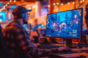 Video game developer working on a new video game.
