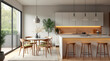 © lina - modern kitchen dining area with light wood accents