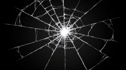 Intricate Web Pattern with Radiant Center on Dark Background